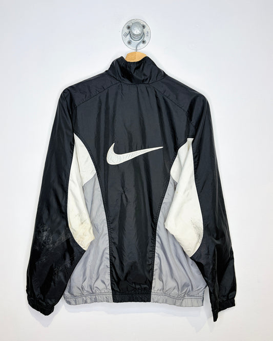 Vintage 90s Nike Swoosh Black, White & Silver Winbreaker