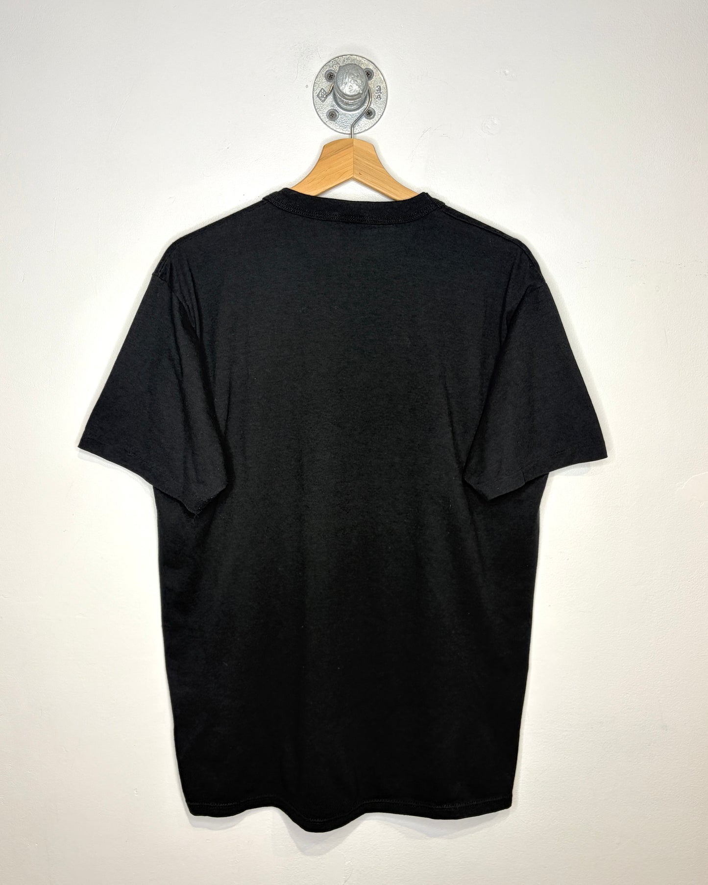 Vintage 90s Marinette Russell Athletic Paper Thin Black Tee Shirt