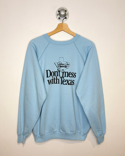 Vintage 1986 Johnny Dee Don’t Mess with Texas Blue Crewneck Sweatshirt