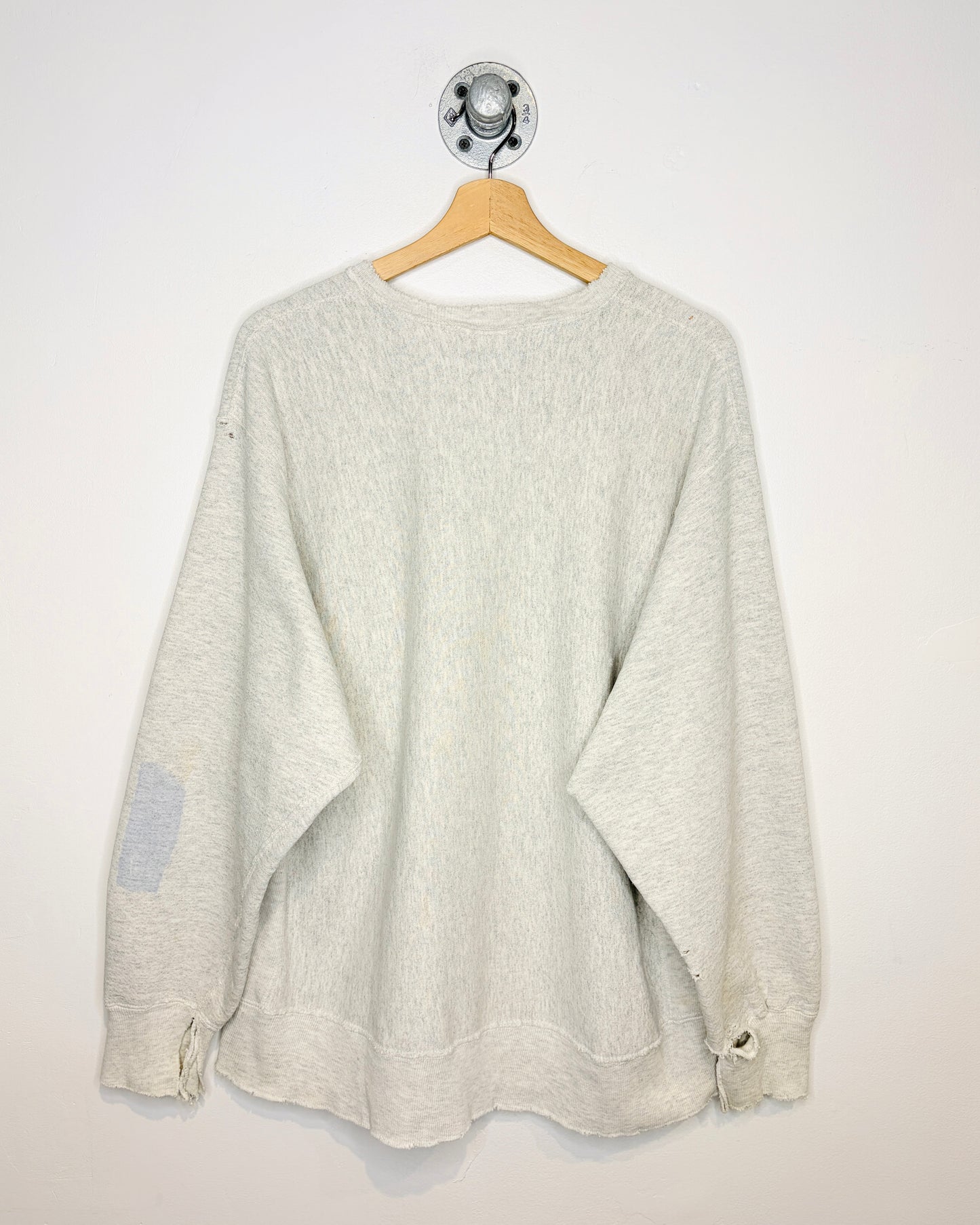 Vintage 90s Chatham Distressed Grey Reverse Weave Crewneck Sweatshirt