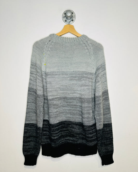 Vintage 1980s Barnaby Grey And Black Acrylic Sweater