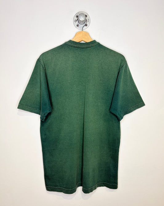 Carhartt Green Faded Short Sleeve Henley Three Button Shirt