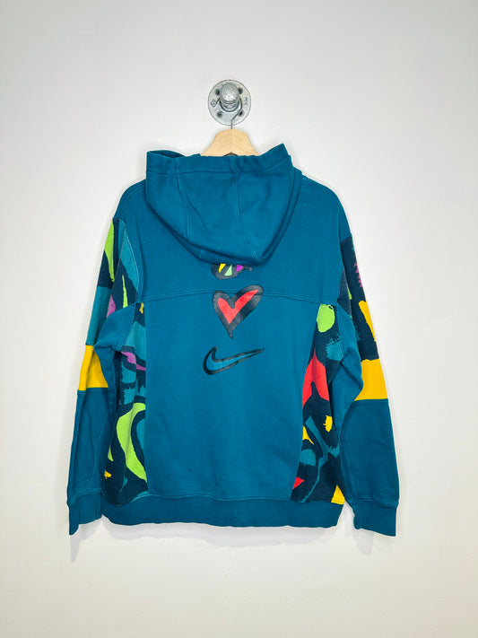 Nike Turquoise Multi Print Blocked Heart Hoodie