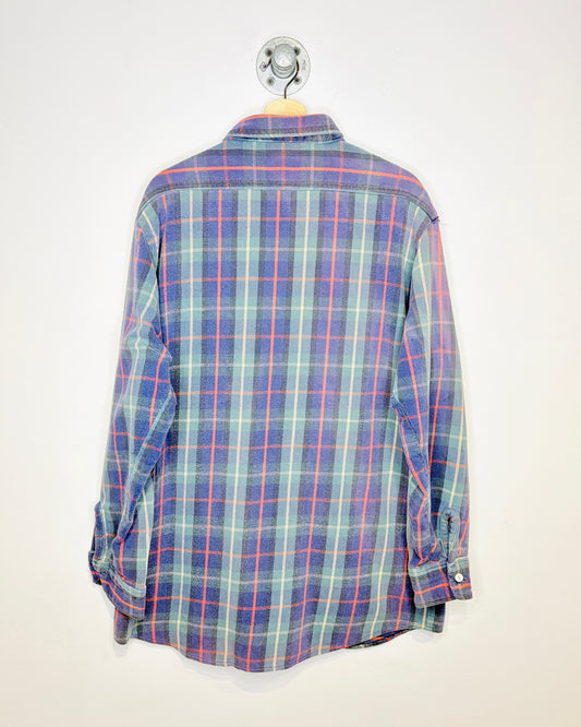 Vintage 90s Ely Faded Purple Plaid Heavyweight Flannel