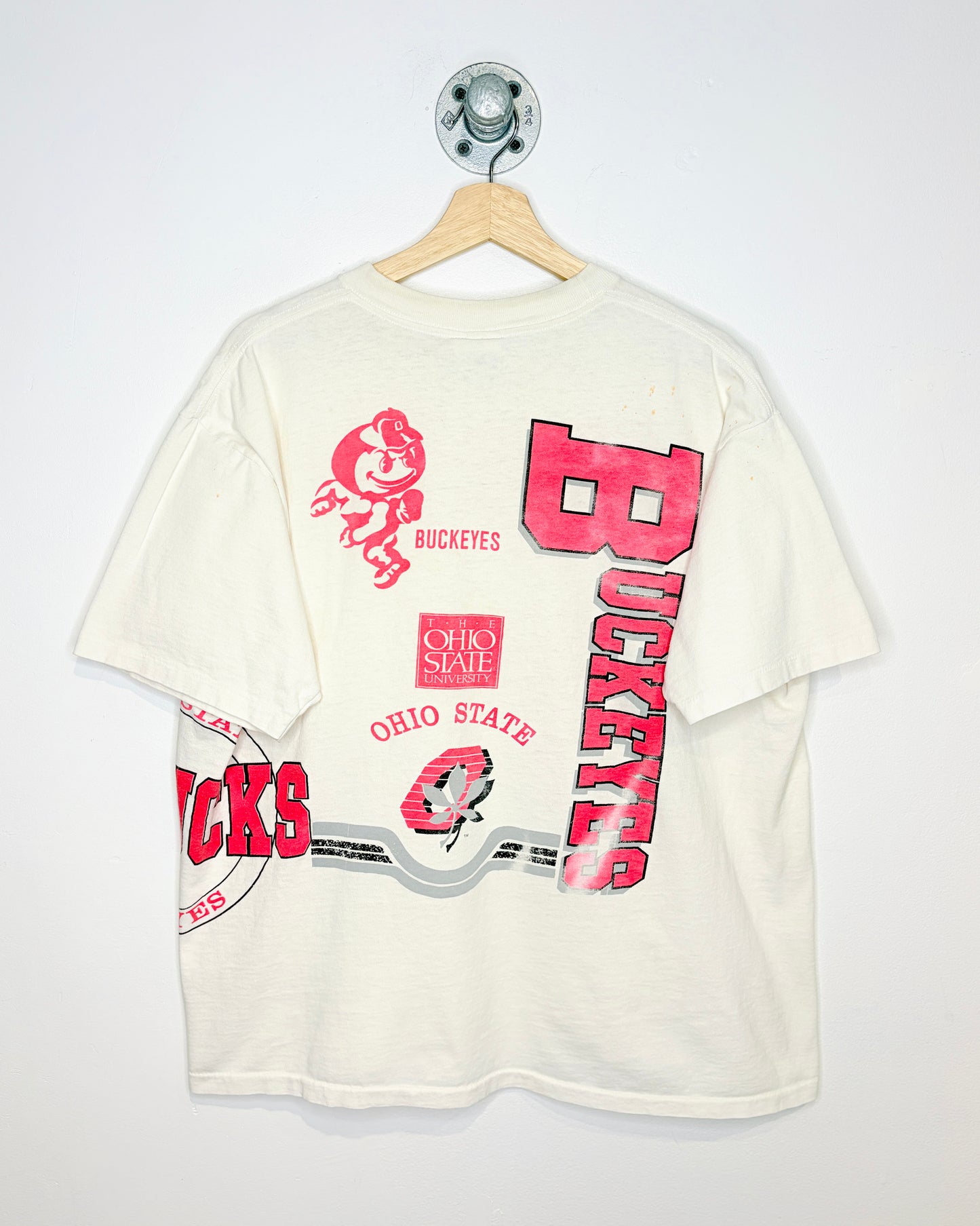 Vintage 90s Boxy Ohio State Buckeyes White Tee Shirt
