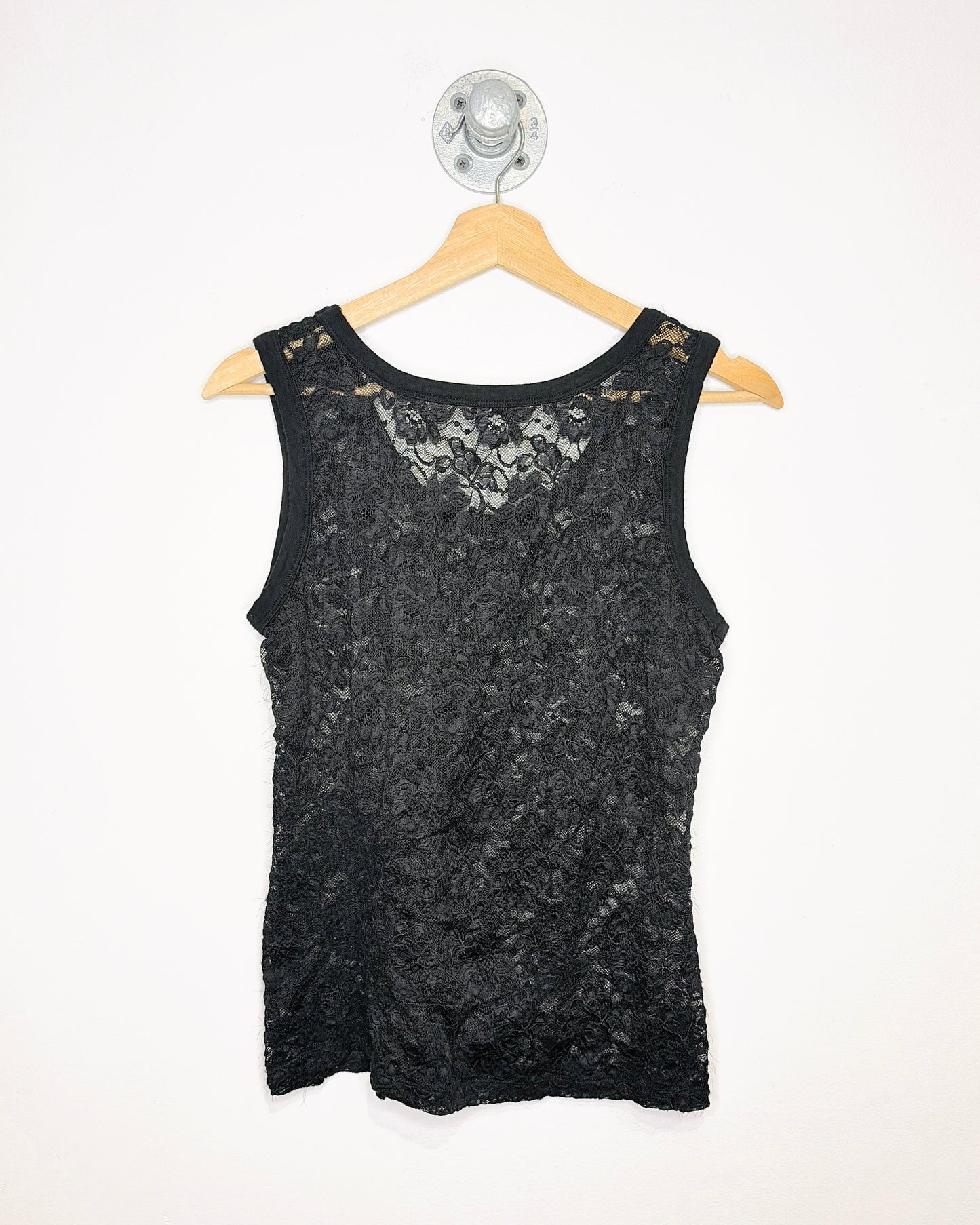 Y2K Women's Black Lace Tank Top
