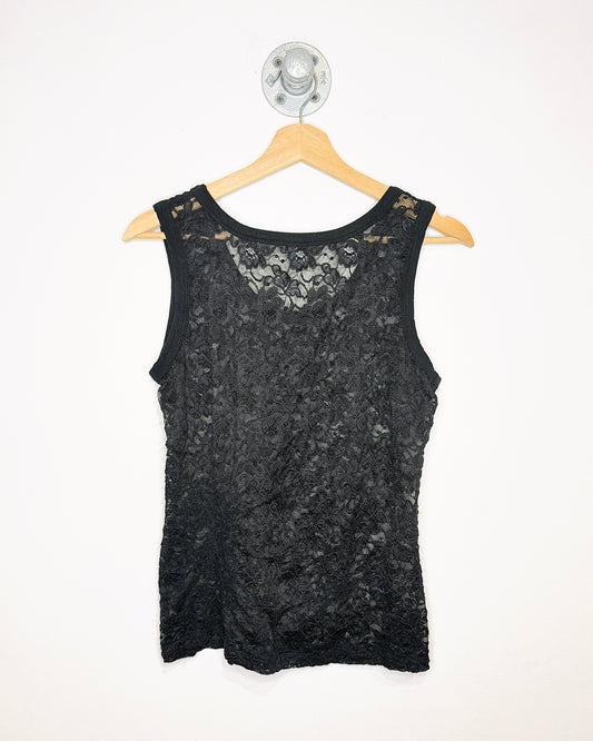 Y2K Women's Black Lace Tank Top