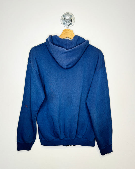 Vintage Blank Navy Blue Zip Up Hoodie