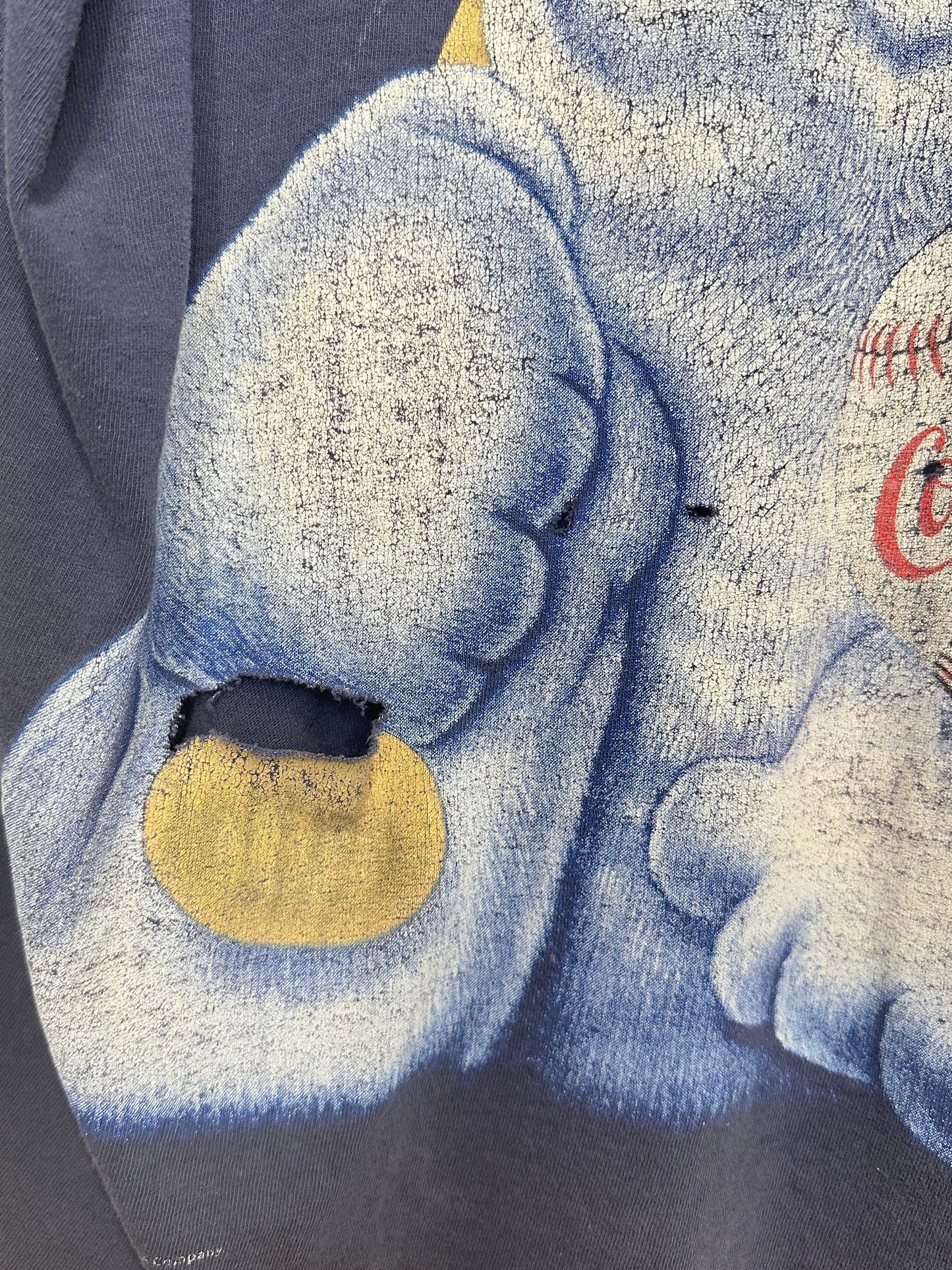 Vintage 1990s Coca-Cola Polar Bear Navy Distressed Tee Shirt