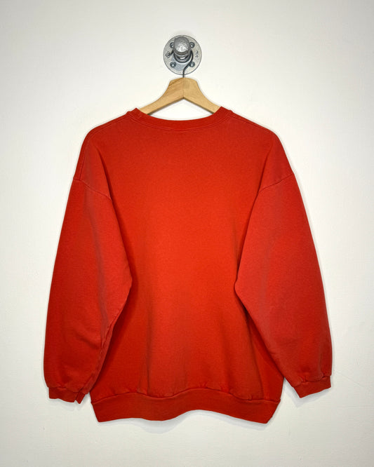 Vintage 90s Guess Embroidered Faded Red Crewneck Sweatshirt