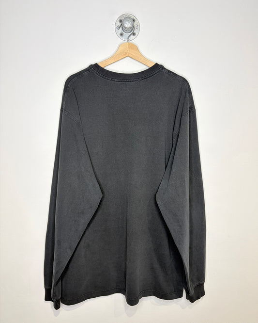2000s Carhartt Faded Black Henley Longsleeve Pocket Shirt