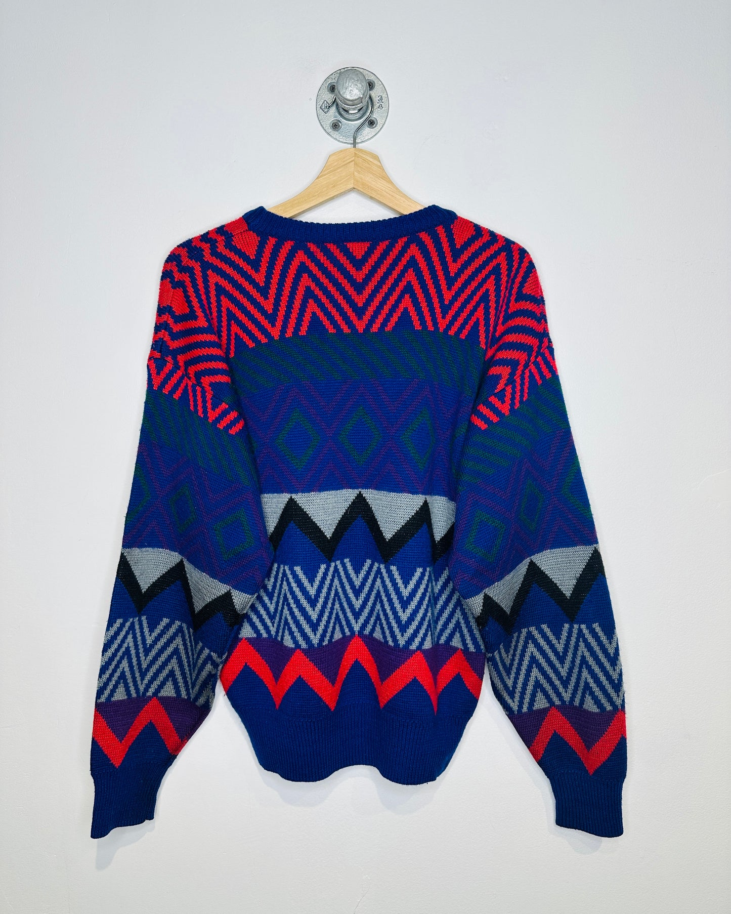 Vintage Early 1990s Gant Multi Colour Geometric Pattern Sweater