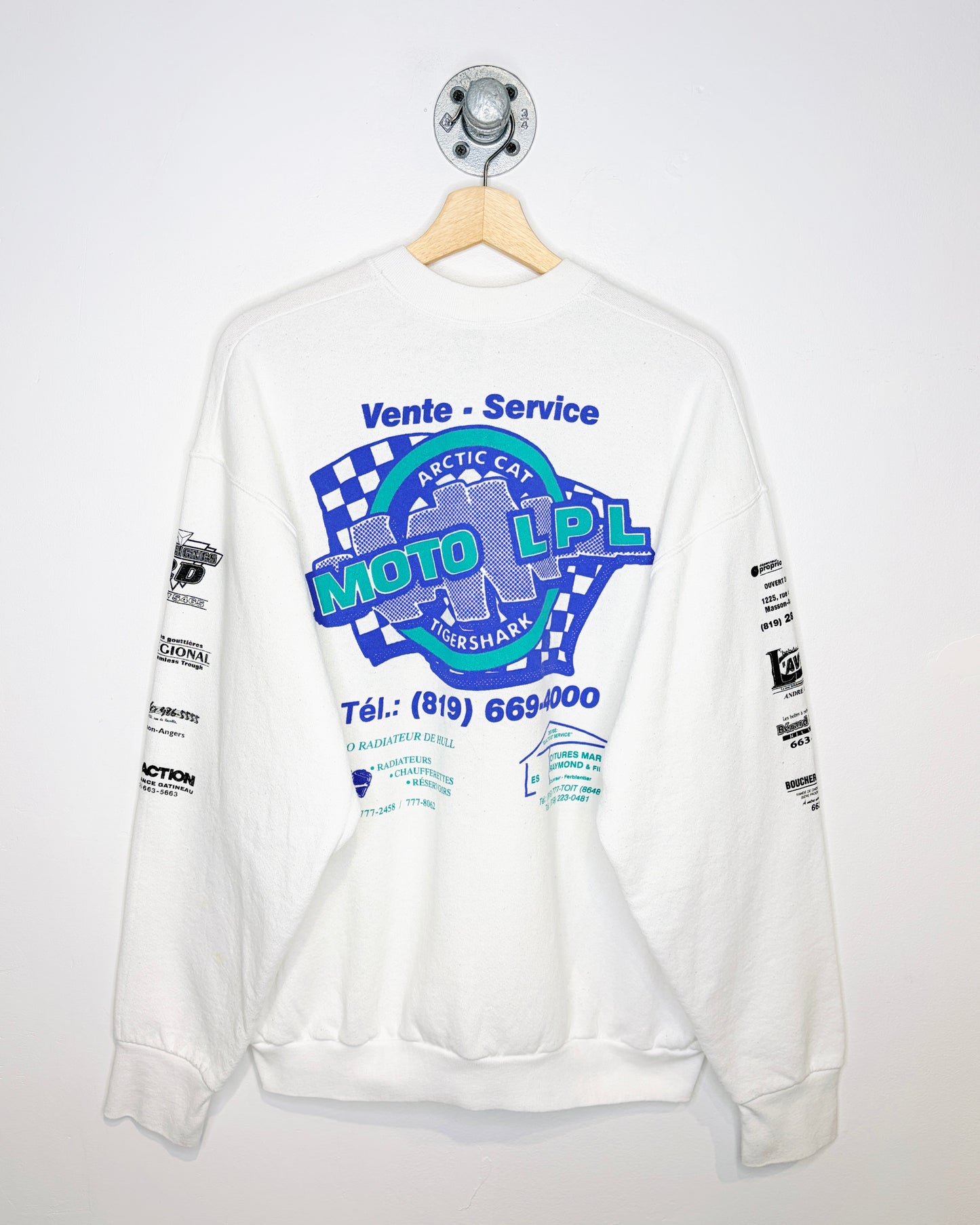 Vintage Late 1990s Arctic Cat Moto LPL White Crewneck Sweatshirt