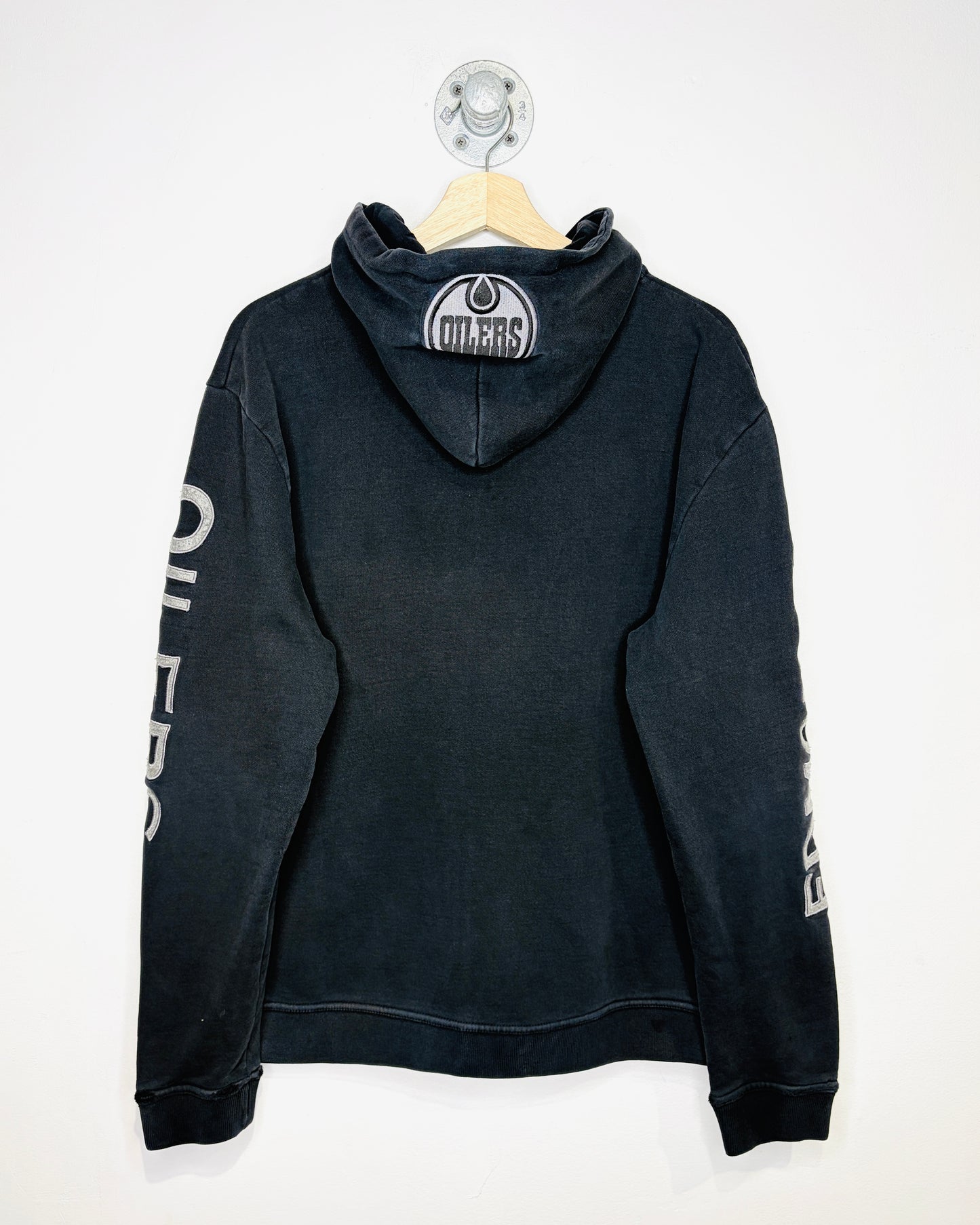 2000s Edmonton Oilers Stanley Cup Champs Faded Black Zip Up Hoodie
