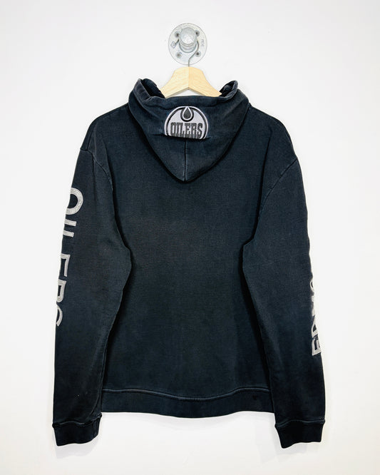 2000s Edmonton Oilers Stanley Cup Champs Faded Black Zip Up Hoodie