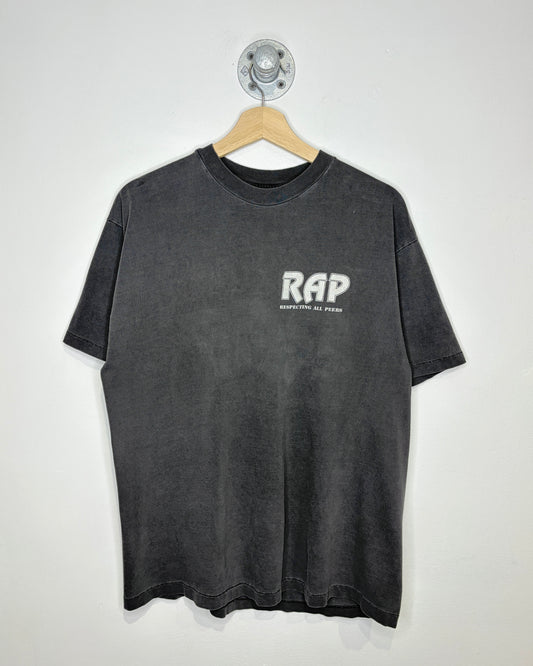 Vintage 90s Respect All Peers Faded Black Tee Shirt