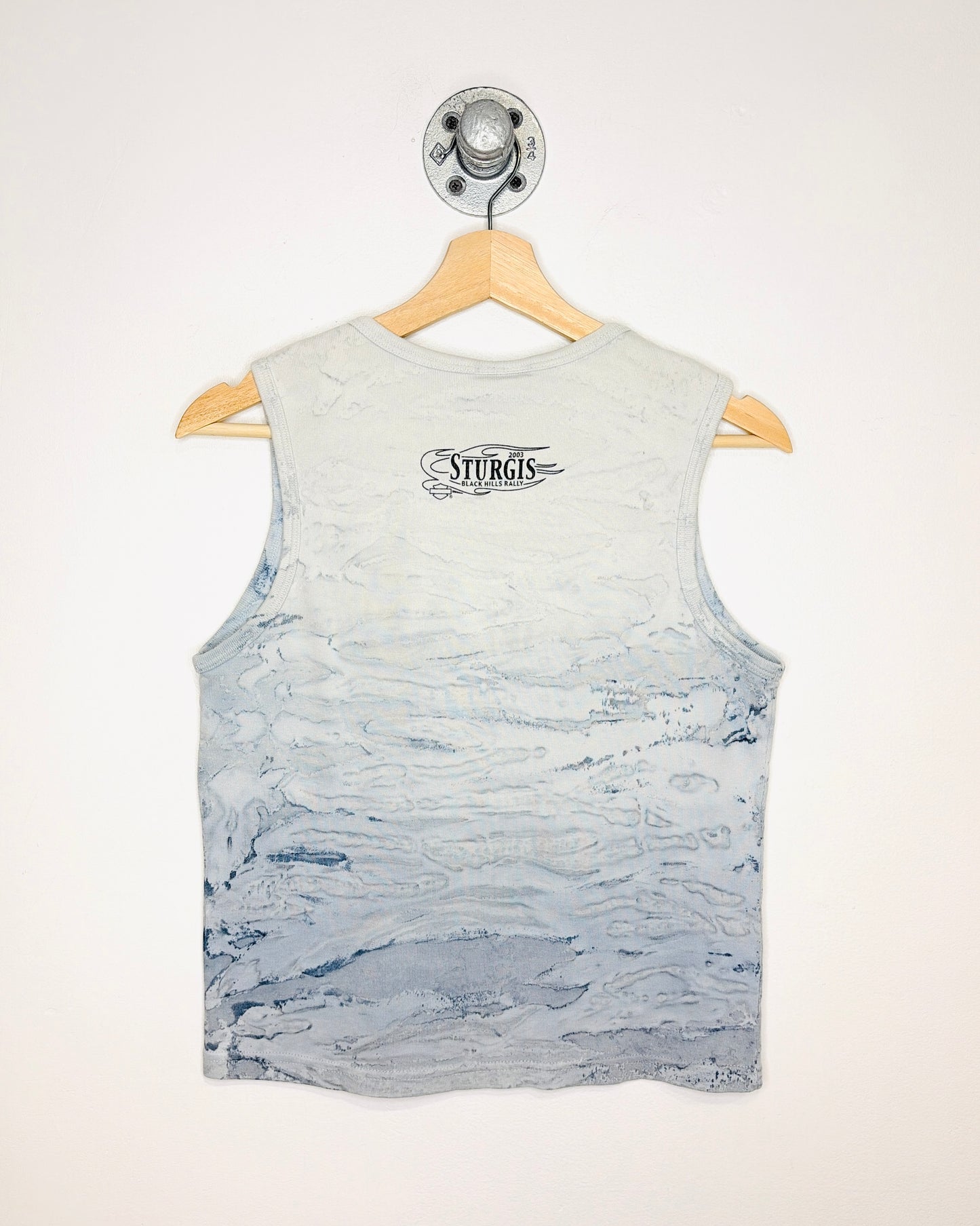 Vintage 2003 Women's Harley Davidson Sturgis Blue Tie Dye Tank Top