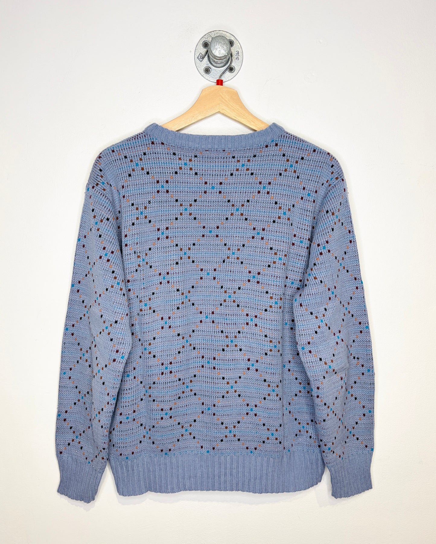 Vintage 1980s Light Blue Speckled Print Crewneck Sweater
