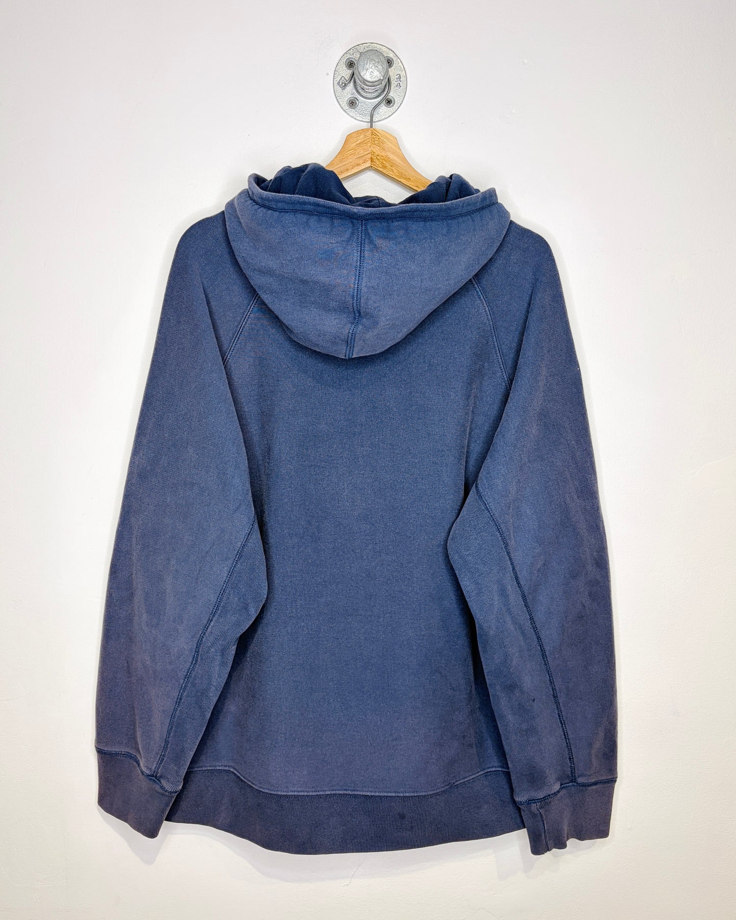 2000s American Eagle Faded Navy Blue Reverse Weave Hoodie