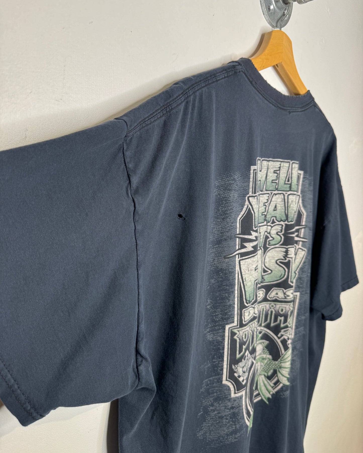 2000s Piranaz Racing Heavily Faded Black Tee Shirt