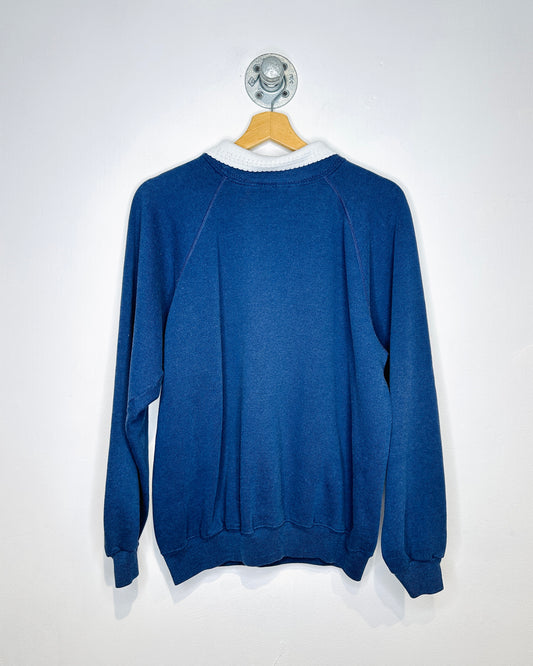 Vintage 1990s Women’s Navy Floral Collared Sweatshirt