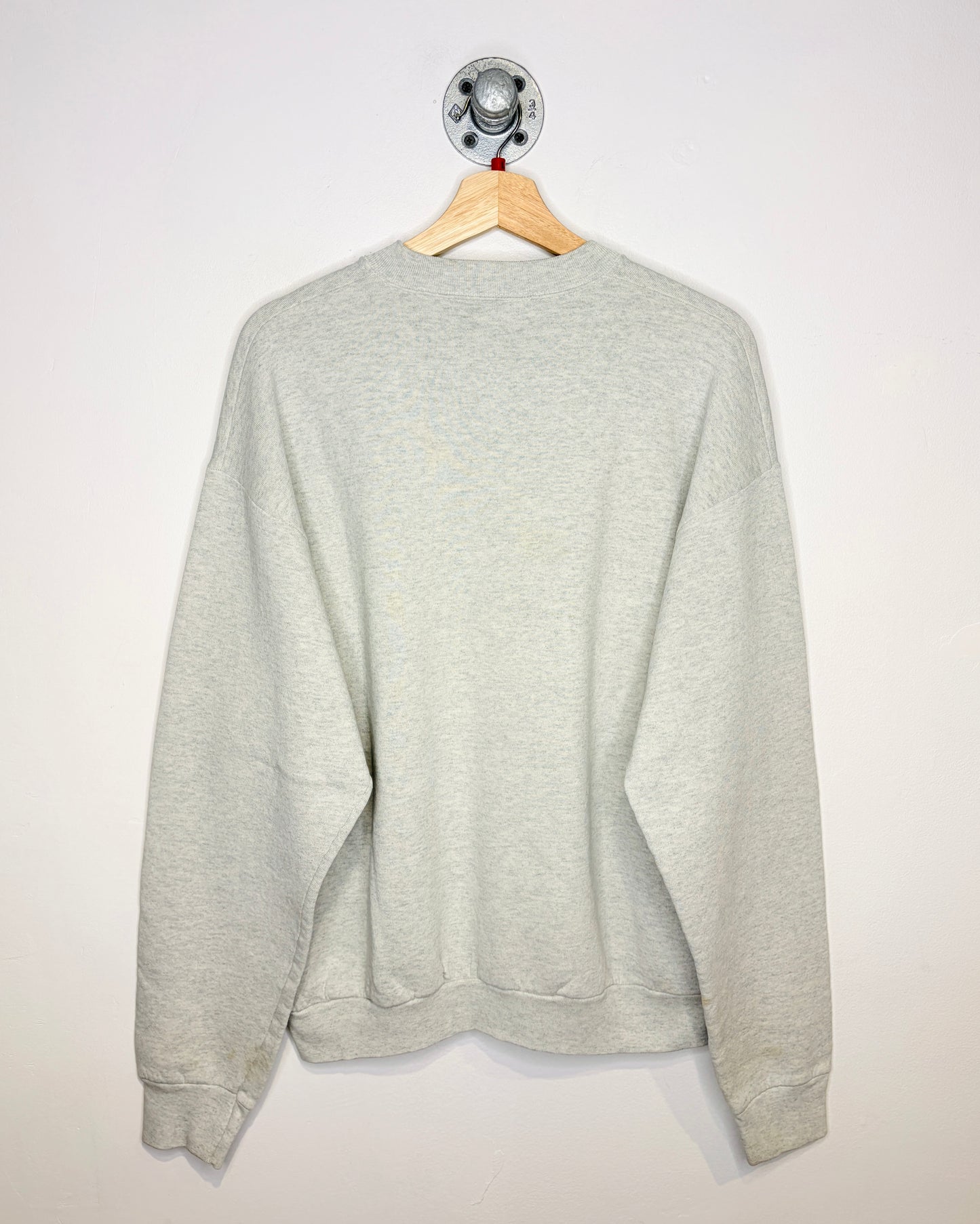 Vintage 1990s Feather Necklace Graphic Print Grey Crewneck Sweatshirt