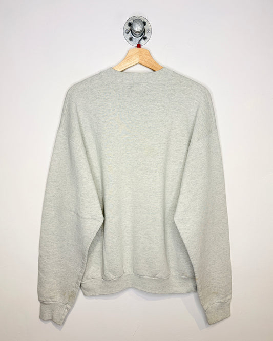 Vintage 1990s Feather Necklace Graphic Print Grey Crewneck Sweatshirt