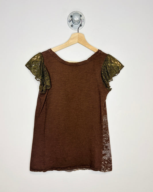Y2K Women’s RXB Earth Tone Affliction Style V-Neck Top