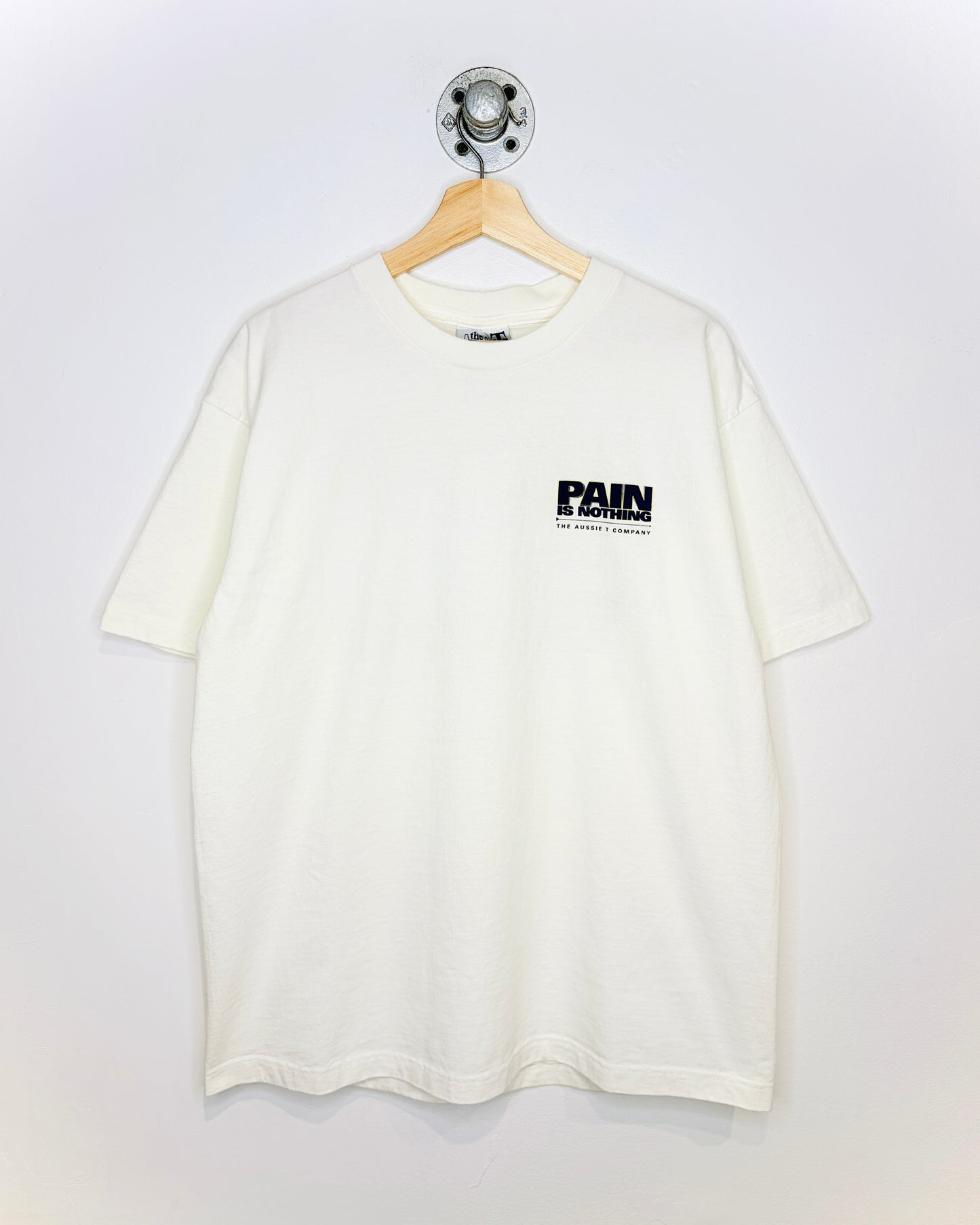 Vintage 90s Pain Is Nothing Heavyweight White Tee Shirt