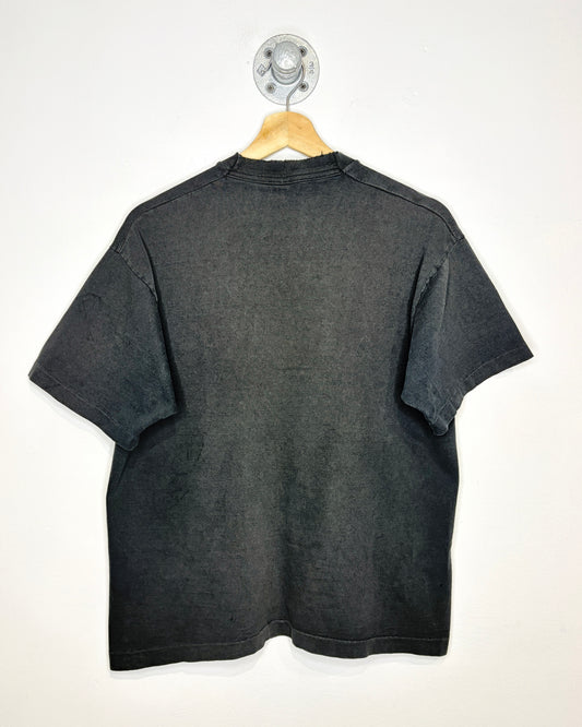 Vintage 90s All Terrain Outfitters Saskatchewan Faded & Distressed Black Tee Shirt