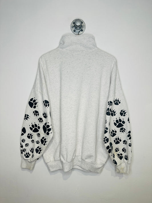Vintage 1990s Canada Wolf Quarter Zip Grey Sweatshirt
