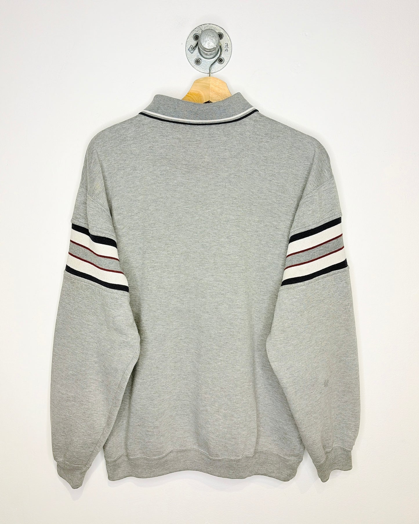 Vintage Ash Creek Striped Grey Collared Sweatshirt