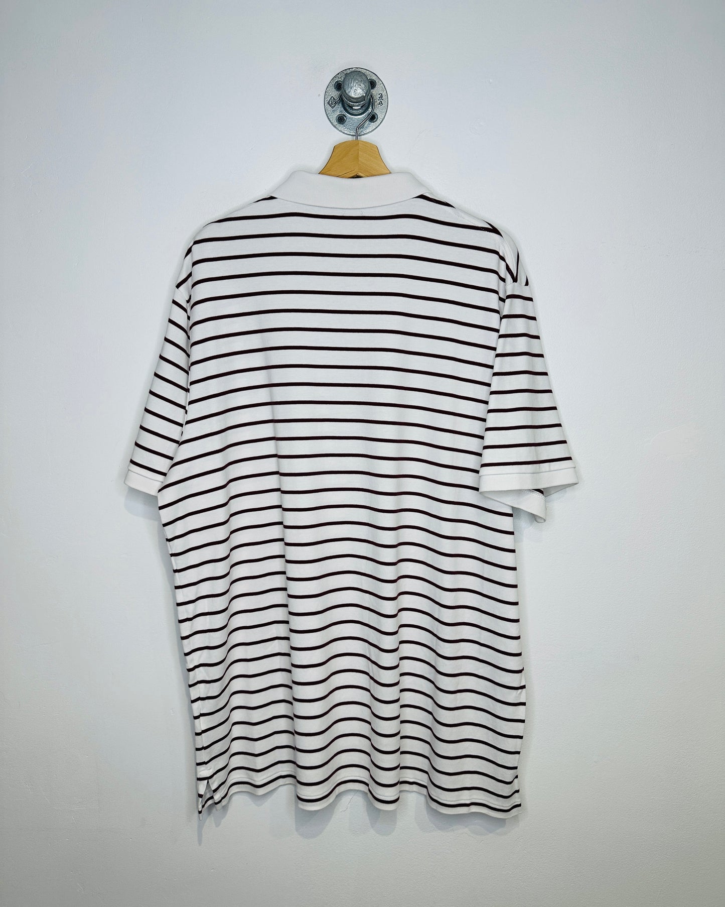 Polo Ralph Lauren White And Burgundy Striped Classic Fit Polo Shirt