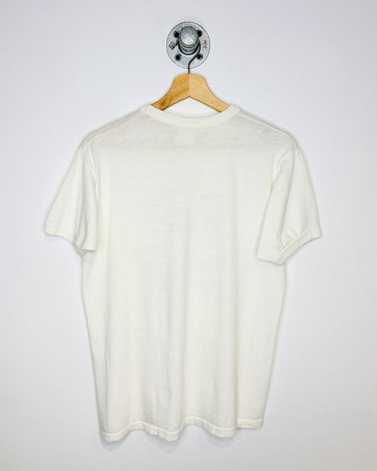 Vintage 80s “I’ve Got Friends In Alberta” Paper Thin White Ringer Tee Shirt