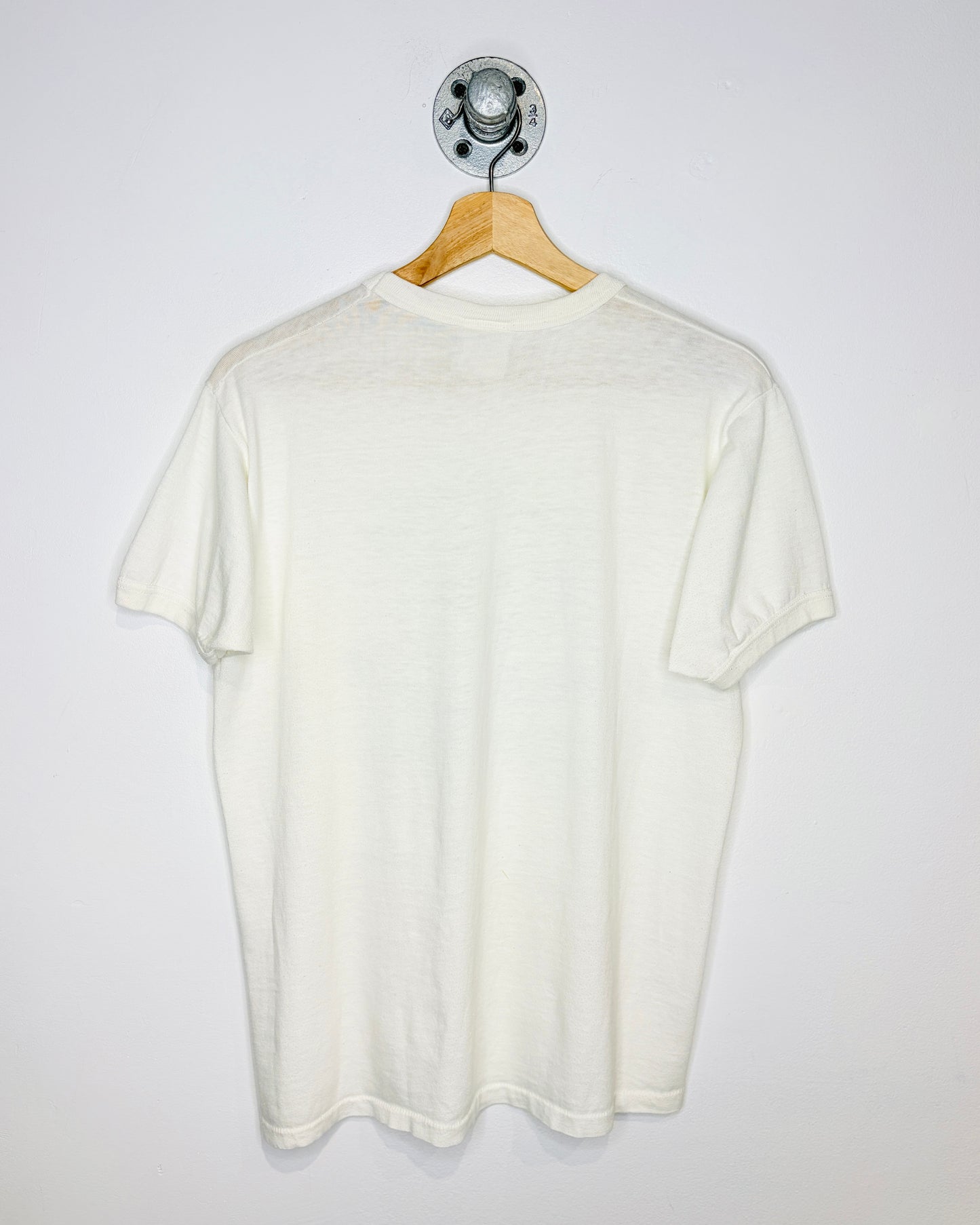 Vintage 80s “I’ve Got Friends In Alberta” Paper Thin White Ringer Tee Shirt