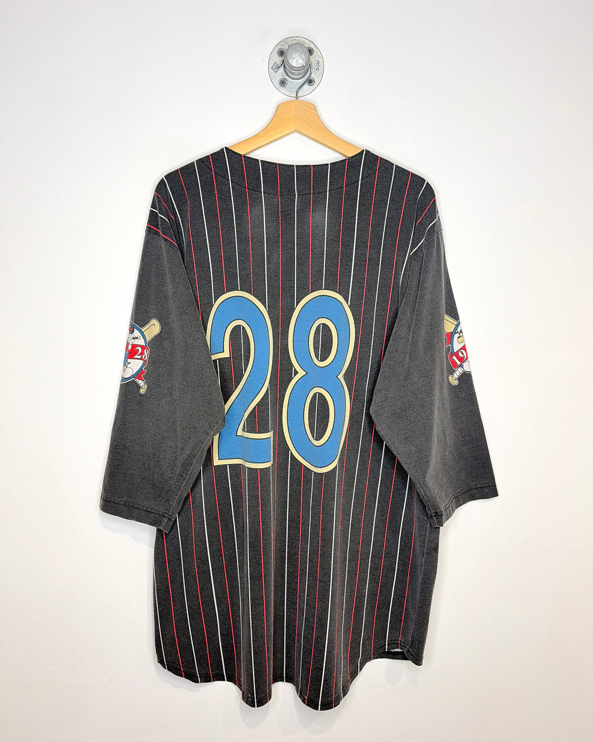 Vintage 90s Disney Mickey Baseball World Champs Black 3/4 Sleeve Shirt