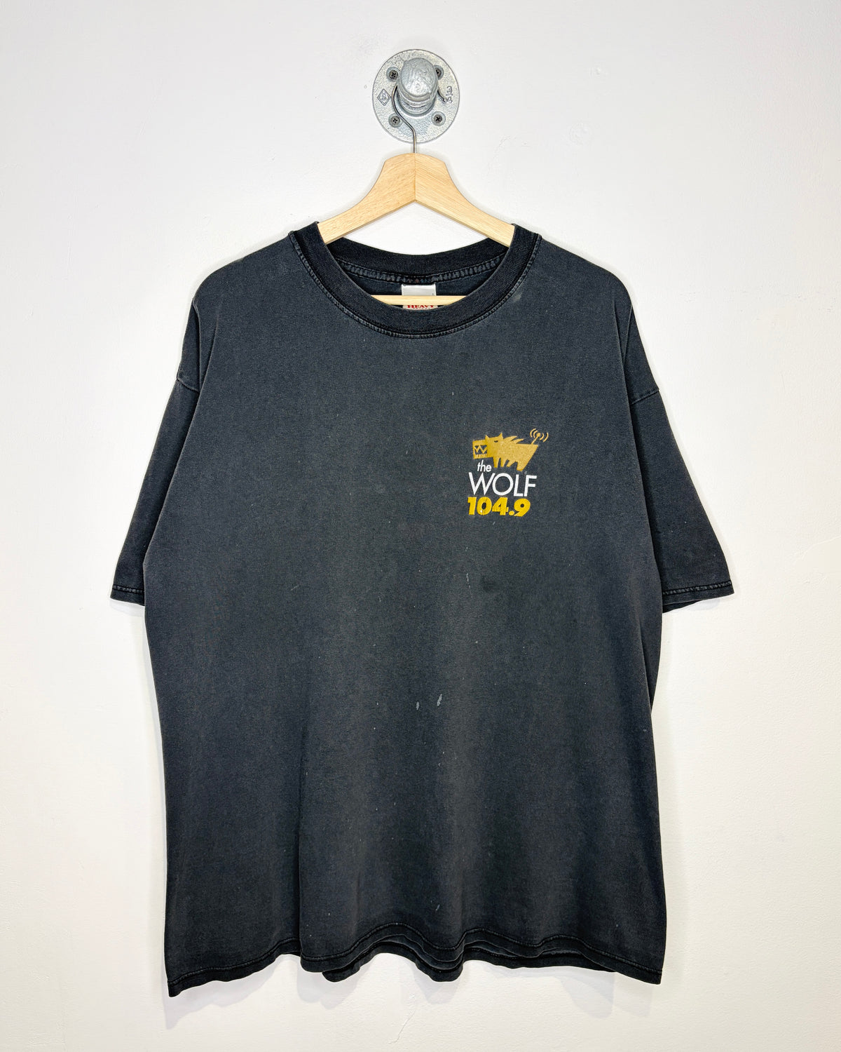Vintage 90s The Wolf 104.9 Faded Black Tee Shirt