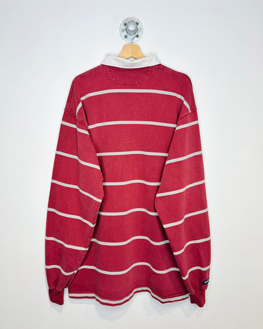 Vintage 90s Montana Grizzlies Red Striped Rugby Shirt