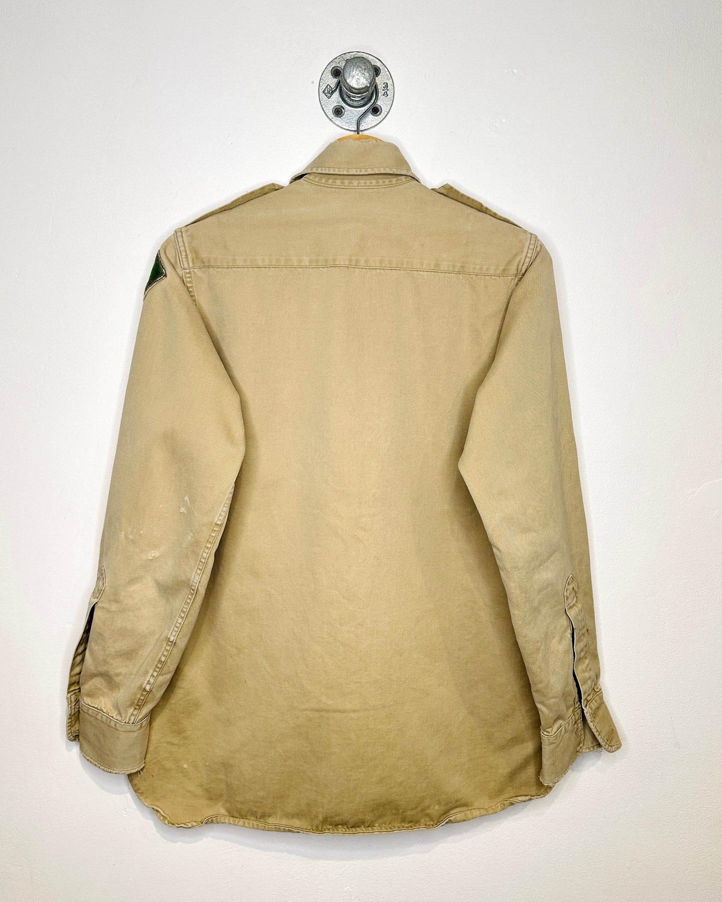 Vintage Distressed Khaki Button Up Longsleeve Shirt