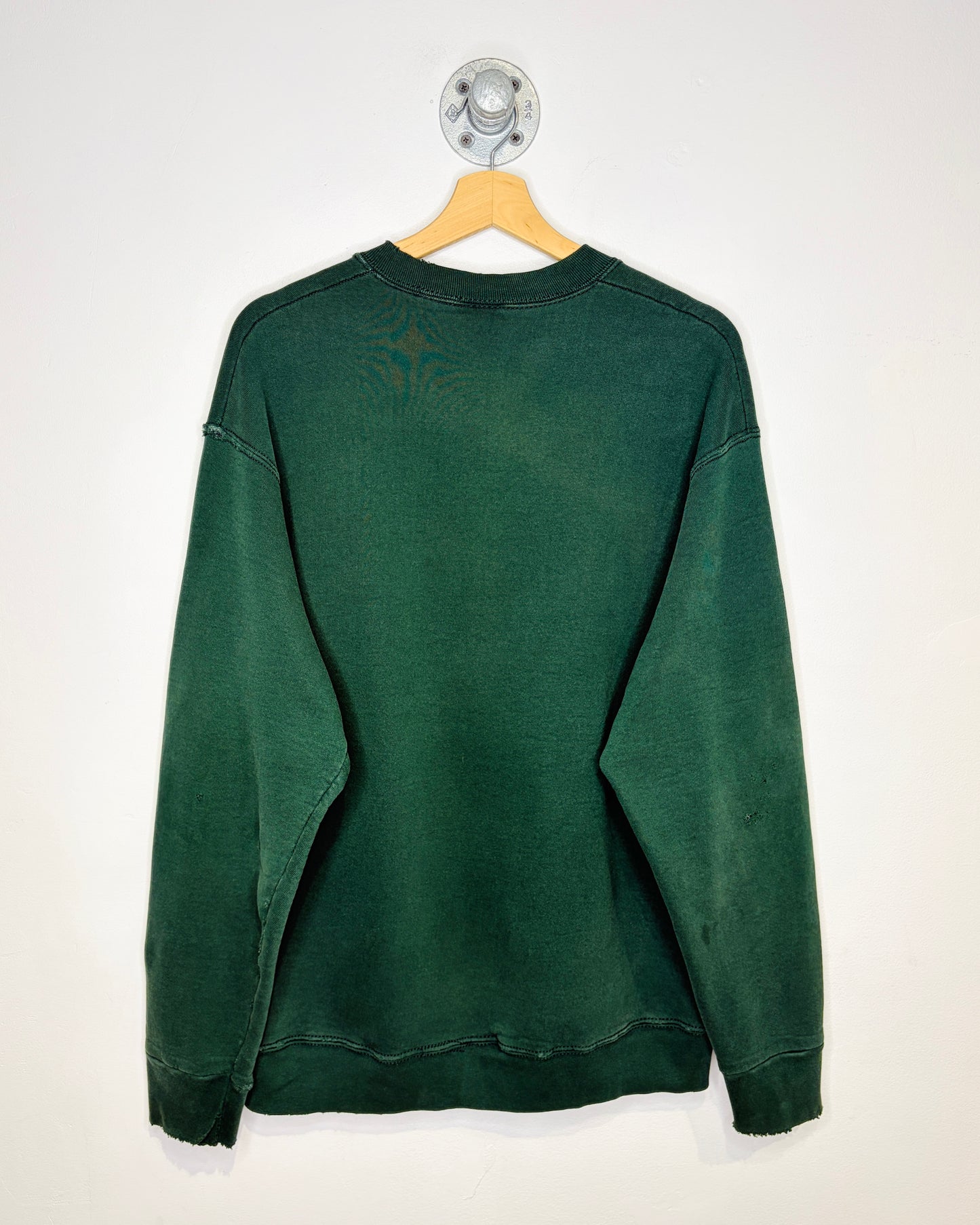 Vintage 90s Distressed NAVC University Of Alberta Voleyball Green Crewneck Sweatshirt