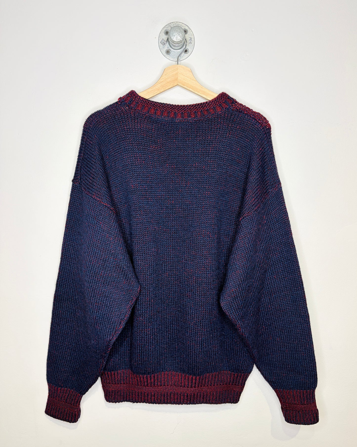 Vintage 90s Puritan Navy & Red Abstract Sweater