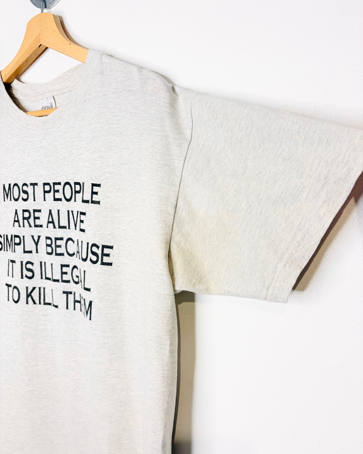 Vintage 90s Most People Are Alive… Grey Tee Shirt