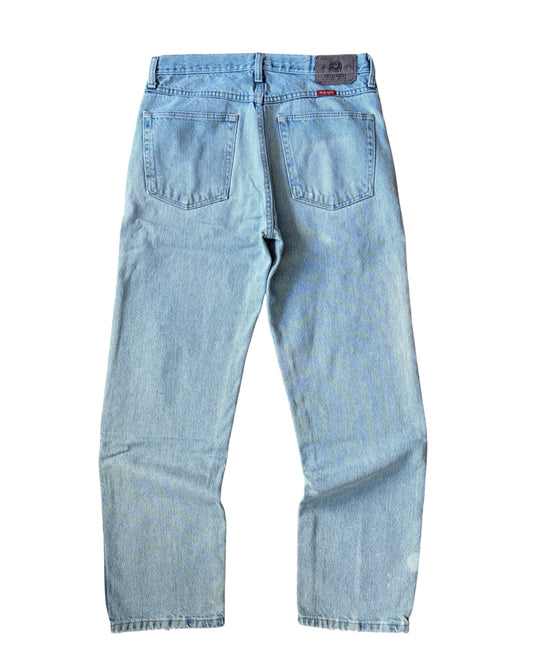 Wrangler Distressed Stone Washed Blue Denim