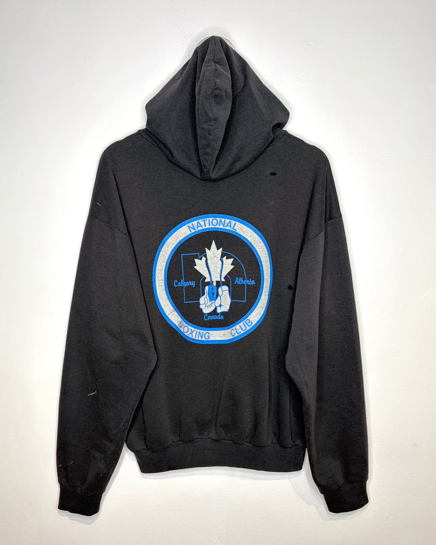 Vintage 80s Everlast Boxing Club Calgary Alberta Black Hoodie