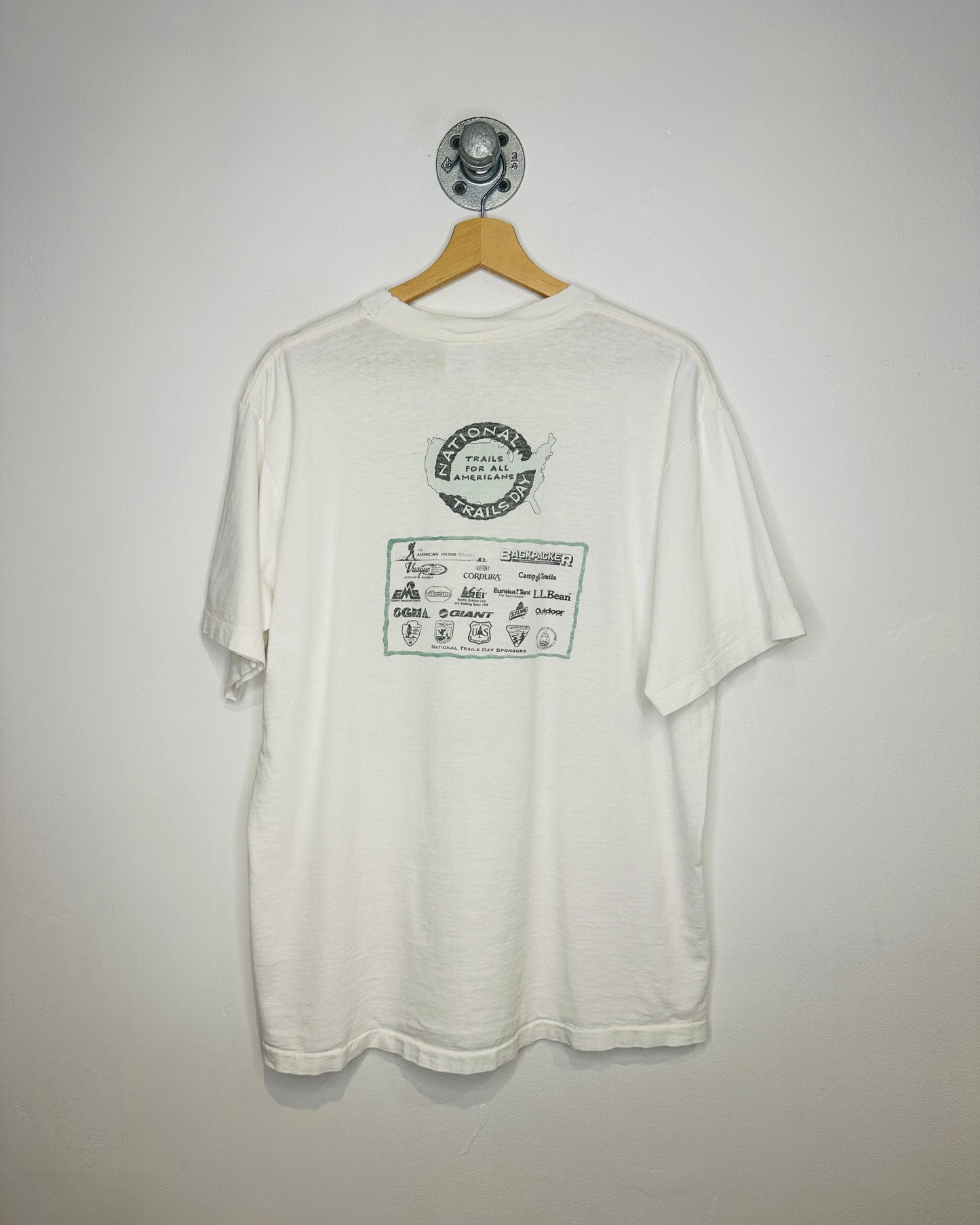 Vintage 1993 Trails In The Mountains Animals Graphic White Tee Shirt