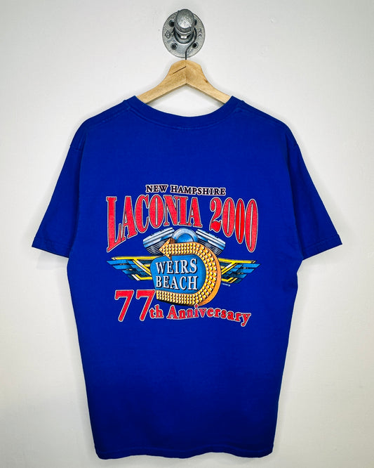 2000s Laconia 2000 77th Anniversary Blue Tee Shirt