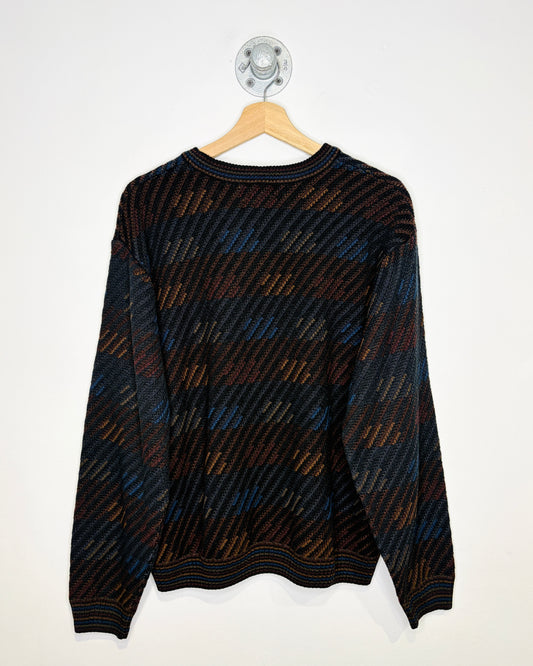 Vintage 90s Arnold Palmer Abstract Textured Black Sweater