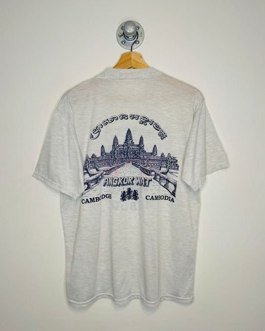 Vintage 90s Cambodia Paper Thin Grey Tee Shirt