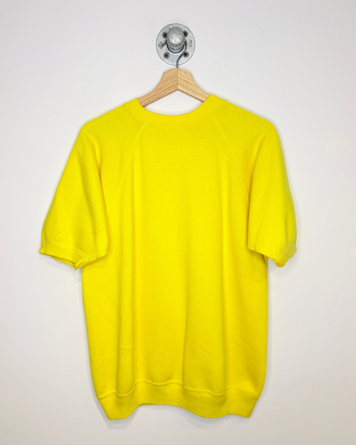 Vintage 1960s Sportswear Creslan & Cotton Short Sleeve Yellow Crewneck Sweatshirt