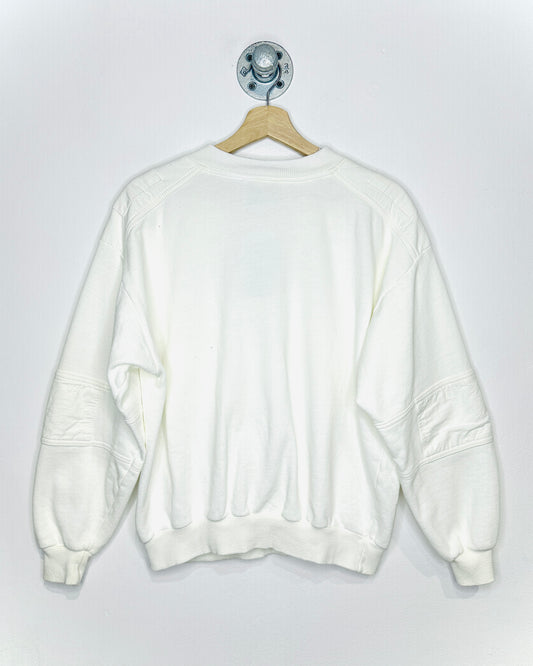 Vintage 1980s Two-Button White Crewneck Sweatshirt